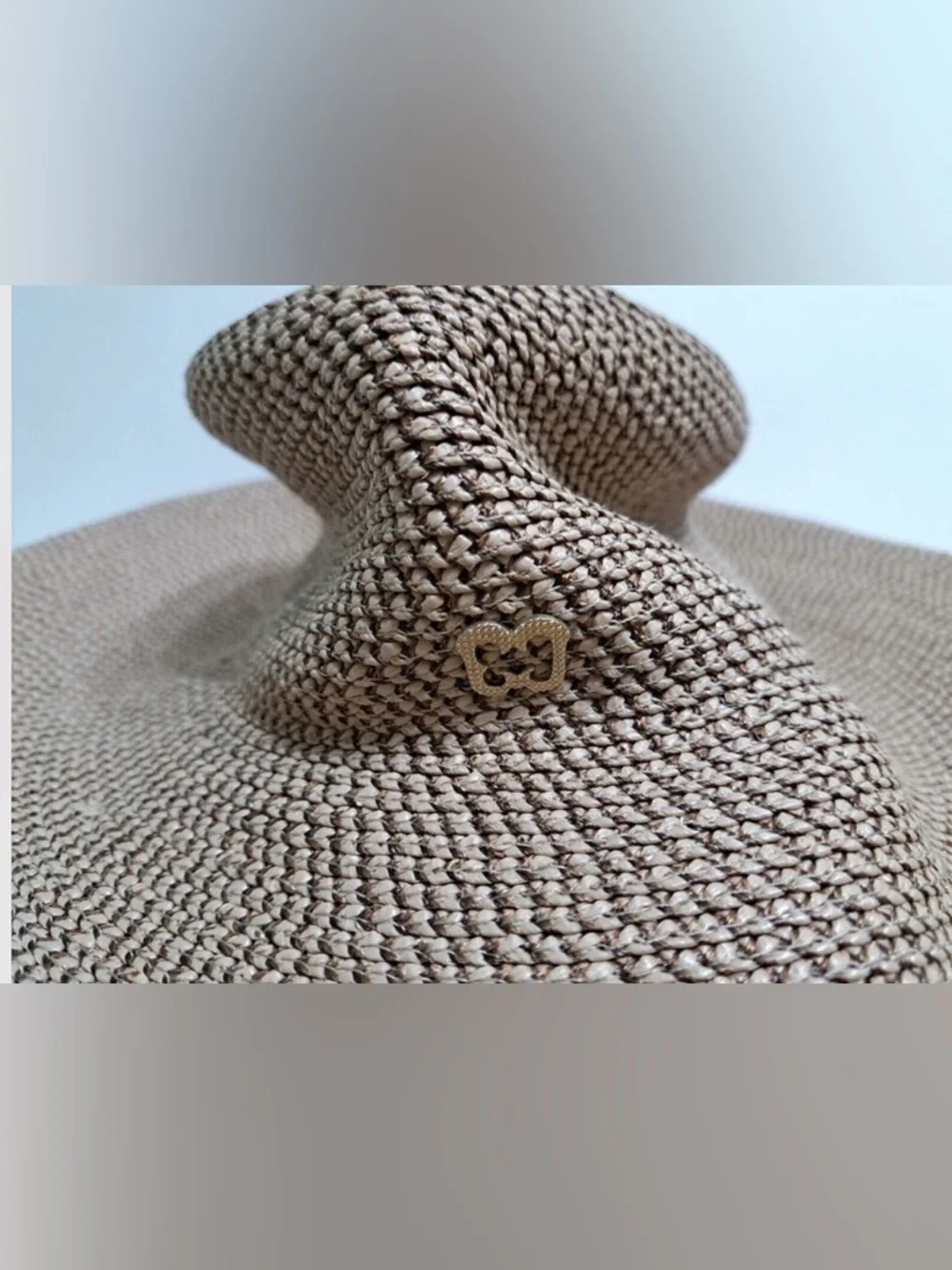 Eric Javits Hampton Bark Rollable Natural Wide Brim Sun Hat Packable 50+ UPF - Picture 3 of 10